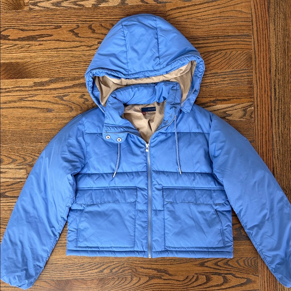 Anthropologie Pilcro Cropped Puffer Jacket Periwinkle Blue Size Small